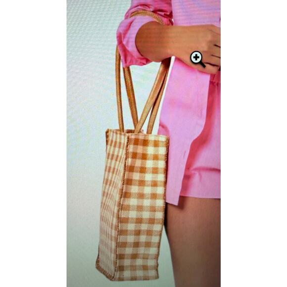 NWT L*SPACE Jasper Tote Checkered gold white Bag NEW - Picture 11 of 11